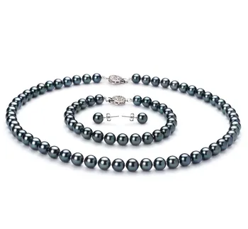 6.5-7mm japoneza Akoya Set in Negru