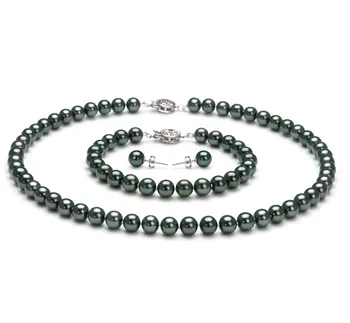 6.5-7mm japoneza Akoya Set in Negru