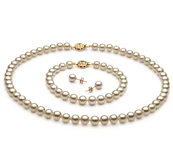 6.5-7mm japoneza Akoya Set in Alb