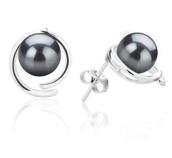 7-8mm De apa dulce Set de cercei in Raina Vopsit în negru