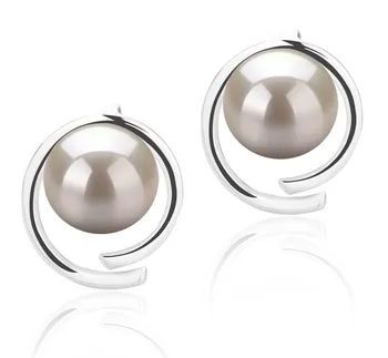 7-8mm De apa dulce Set de cercei in Raina Alb