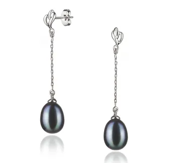7-8mm De apa dulce Set de cercei in Reese Vopsit în negru