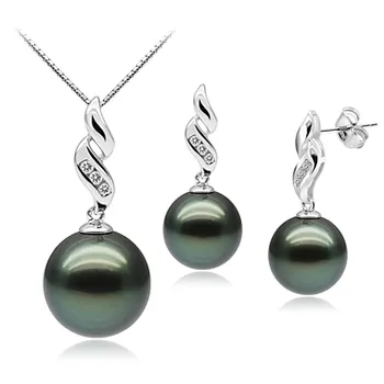 9-11mm tahitian Set in P?c?litor Negru