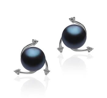7-8mm De apa dulce Set de cercei in Selene Negru