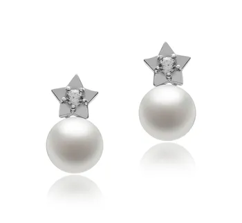 7-8mm De apa dulce Set de cercei in Stele Alb