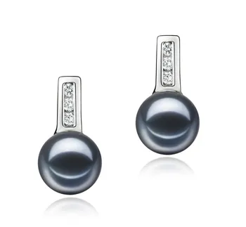 7-8mm De apa dulce Set de cercei in Valery Vopsit în negru